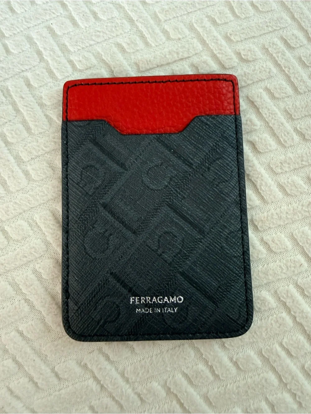 Salvatore Ferragamo Black and Red Leather Card Holder
